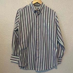 Peter Millar Mens Button Down Dress Shirt Collared Purple Blue Pink Medium